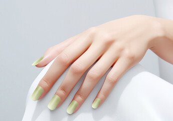 Elegant Pastel Green Nails Mockup Psd