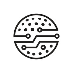Digital Golf Ball and Circuit Board Fusion Outline Icon