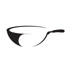 Dynamic Black and White Abstract Wok or Frying Pan Outline
