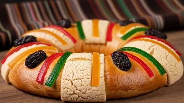 Rosca de reyes, a traditional sweet bread for epiphany celebrations