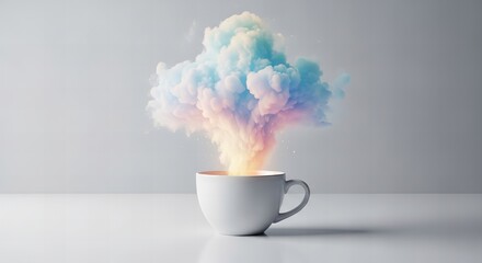 Colorful smoke coffee cup art creative design illustration wallpaper background stock photo image