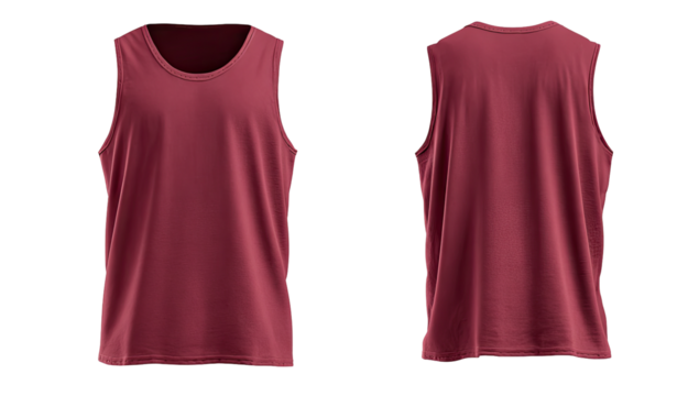Maroon sleeveless top, front and back views