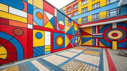 Colorful abstract painting in Prague, Czech Republic