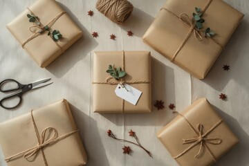 Rustic DIY Gift Packaging Top View