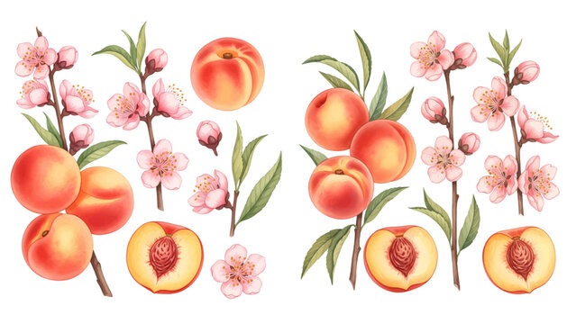 watercolor peach clipart for graphic resources