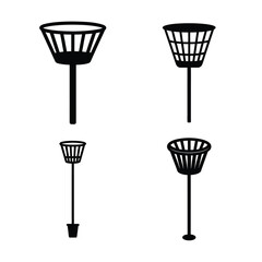 Basketball Hoop Silhouette Icons Collection for Sports and Recreation