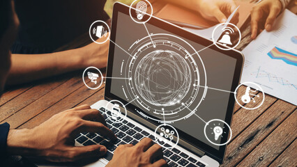 Home security icons show smart home, surveillance, and safety devices. Home security ensures...