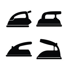 Electric Iron Silhouette Icons Collection for Laundry and Household
