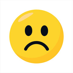 Fototapeta premium A classic sad face emoji with a downturned mouth and droopy eyes isolated on transparent background