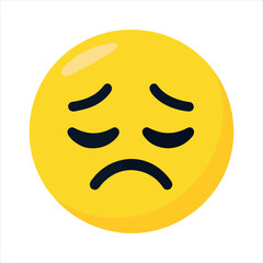 Sad downcast emoji with a melancholic expression isolated on transparent background