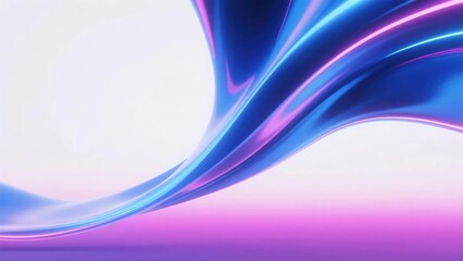 Obraz premium Abstract layered design with blue gradients and neon accents in a smooth, flowing composition.