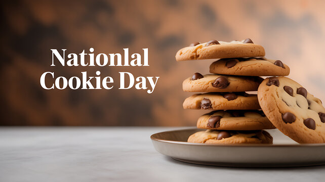 Stack of chocolate chip cookies on a plate celebrating National Cookie Day