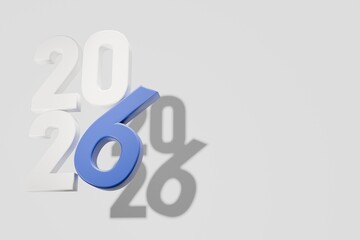 Blue 3d Number 6 Highlights Upcoming Year 2026 in Minimalist Abstract Design