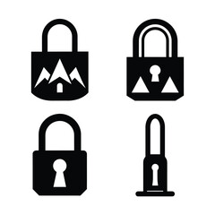 Padlock Silhouette Icons Collection for Security and Protection