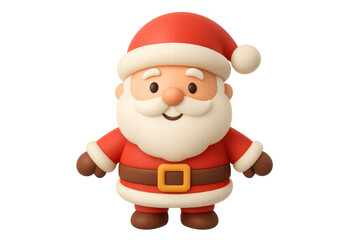 Obraz premium Santa claus 3d render character smiling, wearing a red suit with a white beard, perfect for holidays. Transparent background