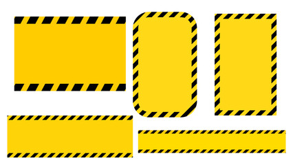 Yellow hazard stripes, caution tape vector graphic for construction and safety signage templates design element