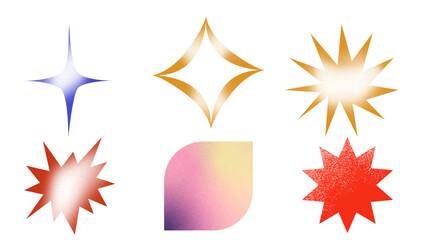 Collection of vibrant starburst shapes for graphic design and decorative elements vector illustration