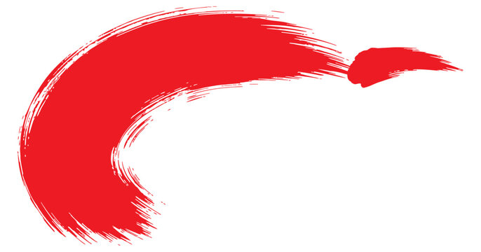 dynamic red brushstroke arc graphic