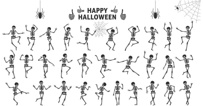 dancing skeleton halloween celebration set