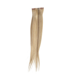Blonde highlight clip in hair extension with brown undertones blonde hair