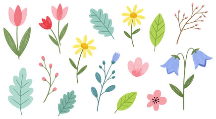 whimsical floral icon set