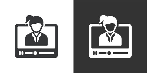 Video Conferencing icon. Solid glyph series icon