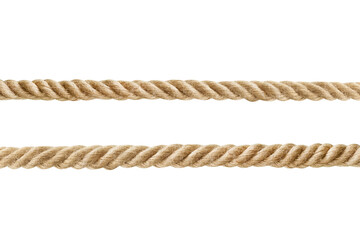 brown rope made of natural fibers, isolated on white background
