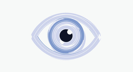 Stylized eye illustration with concentric shapes in blue and purple gradient