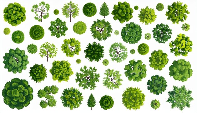 Top View Green Tree and Bush Set for Architectural Plan