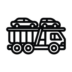 Car carrier truck line icon, outline illustration of transport vehicle used for delivering multiple cars