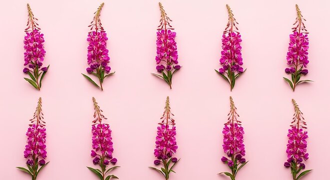 Pink Orchid Flowers Arranged in Two Rows on Soft Pink Background for Floral Design - Powered by Adobe