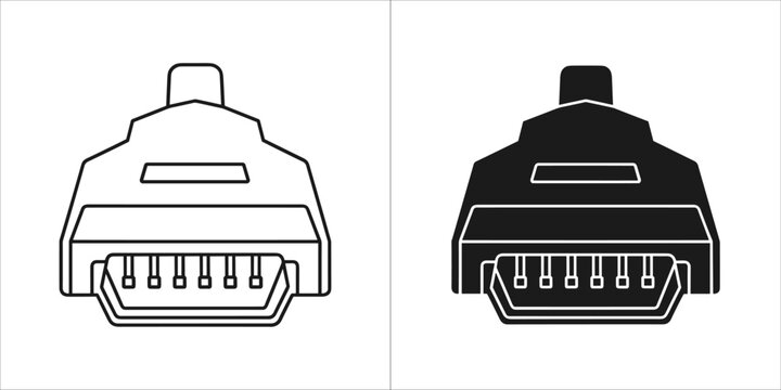 Set of firewire port icons, representing data transfer