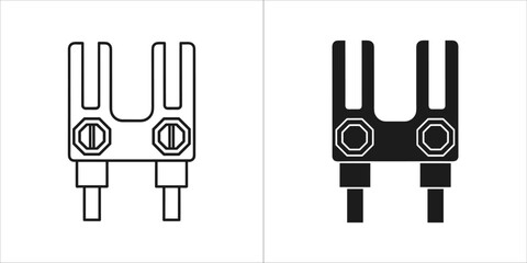 Fork terminal block vector icon in line and glyph style