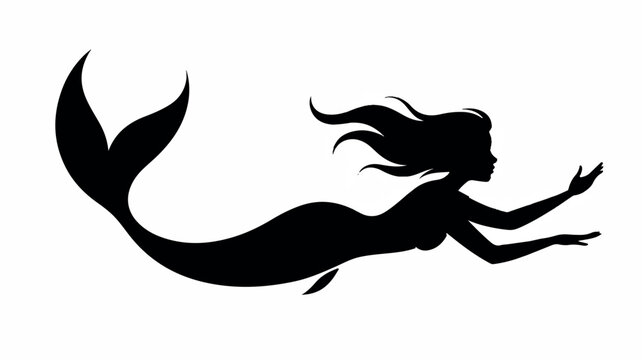 Black vector silhouette illustration of a woman dancer doing yoga fitness with wings and kanji