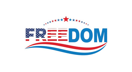 Freedom text design with american flag pattern for independence day celebration