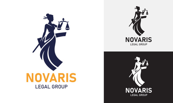 Modern Legal Logo with Lady Justice &ndash; Novaris Legal Group