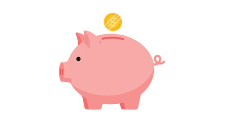 Pink piggy bank with coin, symbolizing savings, finance, and financial planning for a secure future