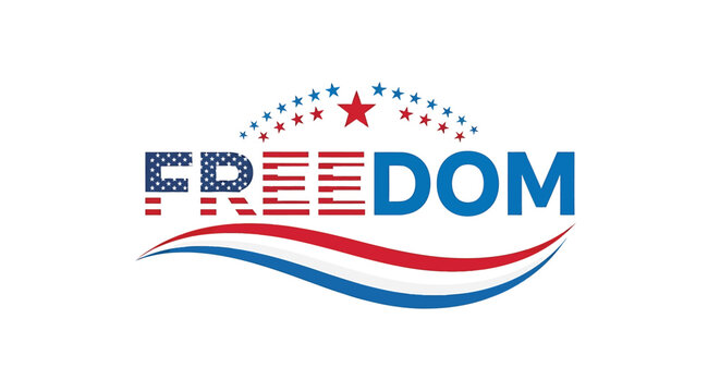 Freedom text design with american flag pattern for independence day celebration