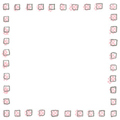 手描きのピンクドットと小さな四角のフレーム
