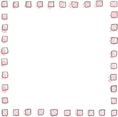 手描きのピンクドットと小さな四角のフレーム
