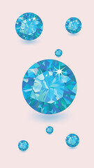 Multiple oval-cut blue gemstones with internal fire and sparkle are artfully arranged on a soft, neutral background.
