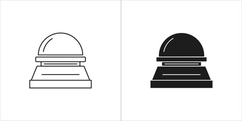 Security dome camera icon in black and white, surveillance equipment