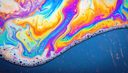 Vibrant Rainbow Swirl Soap Film Interference Pattern