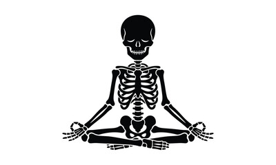 Meditating Skeleton Yoga Skeleton Pose Silhouette Illustration