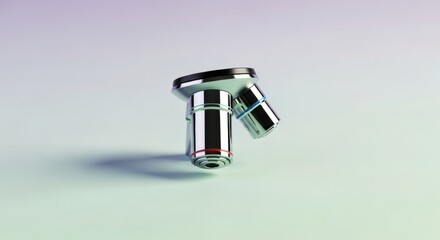 Single Microscope Lens on Soft Gradient Table in Minimalist Science Mood