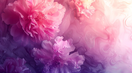 Obraz premium A colorful painting of pink flowers with a purple background