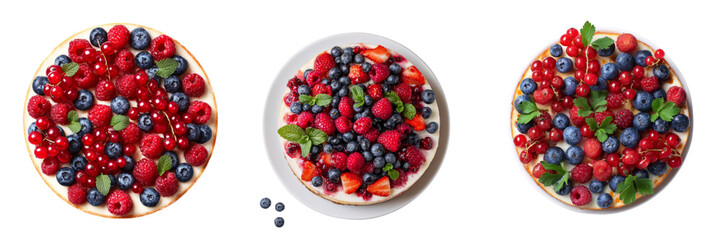 Vibrant berry medley on transparent background fresh fruits culinary delight studio top view