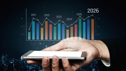 Business growth forecast highlights increasing trends new year 2026. Growth forecast data, growth...