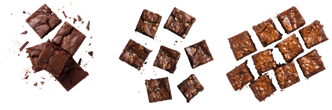 Decadent brownie bites kitchen food photography delicious treats transparent background