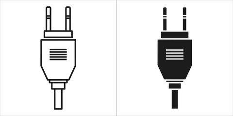 Black and white vector illustration of a european plug
